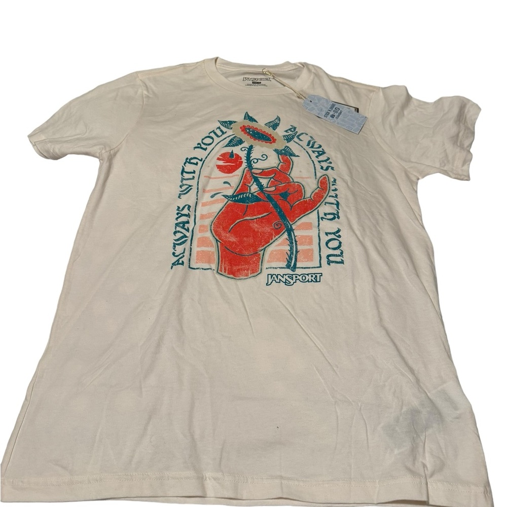 Jansport s/s "Pablo Honey" crewneck tee in cream. Size M. NWT